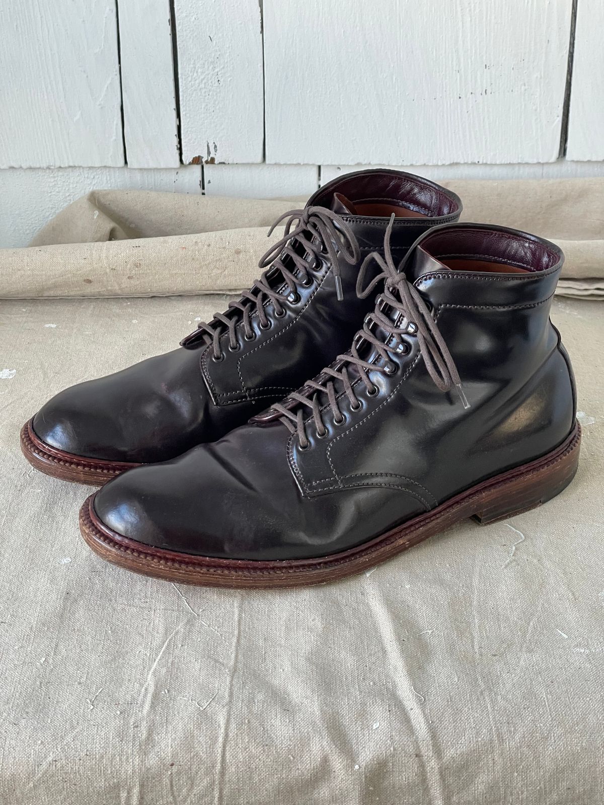 Photo by goodboots_badfeet on November 24, 2024 of the Alden x Leffot Villager Boot in Horween Color 8 Shell Cordovan.