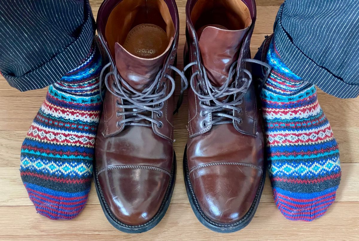 Photo by goodboots_badfeet on August 19, 2025 of the Alden Straight Tip Boot in Horween Color 4 Shell Cordovan.