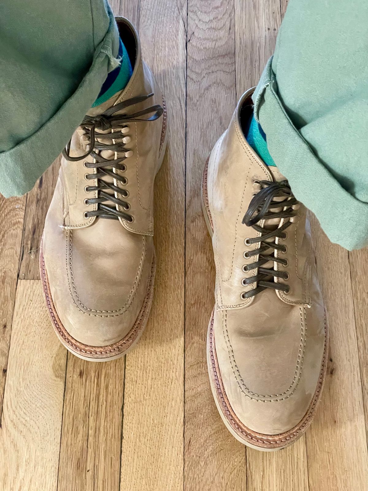 Photo by goodboots_badfeet on August 22, 2025 of the Alden Indy Boot in Tan Nubuck.