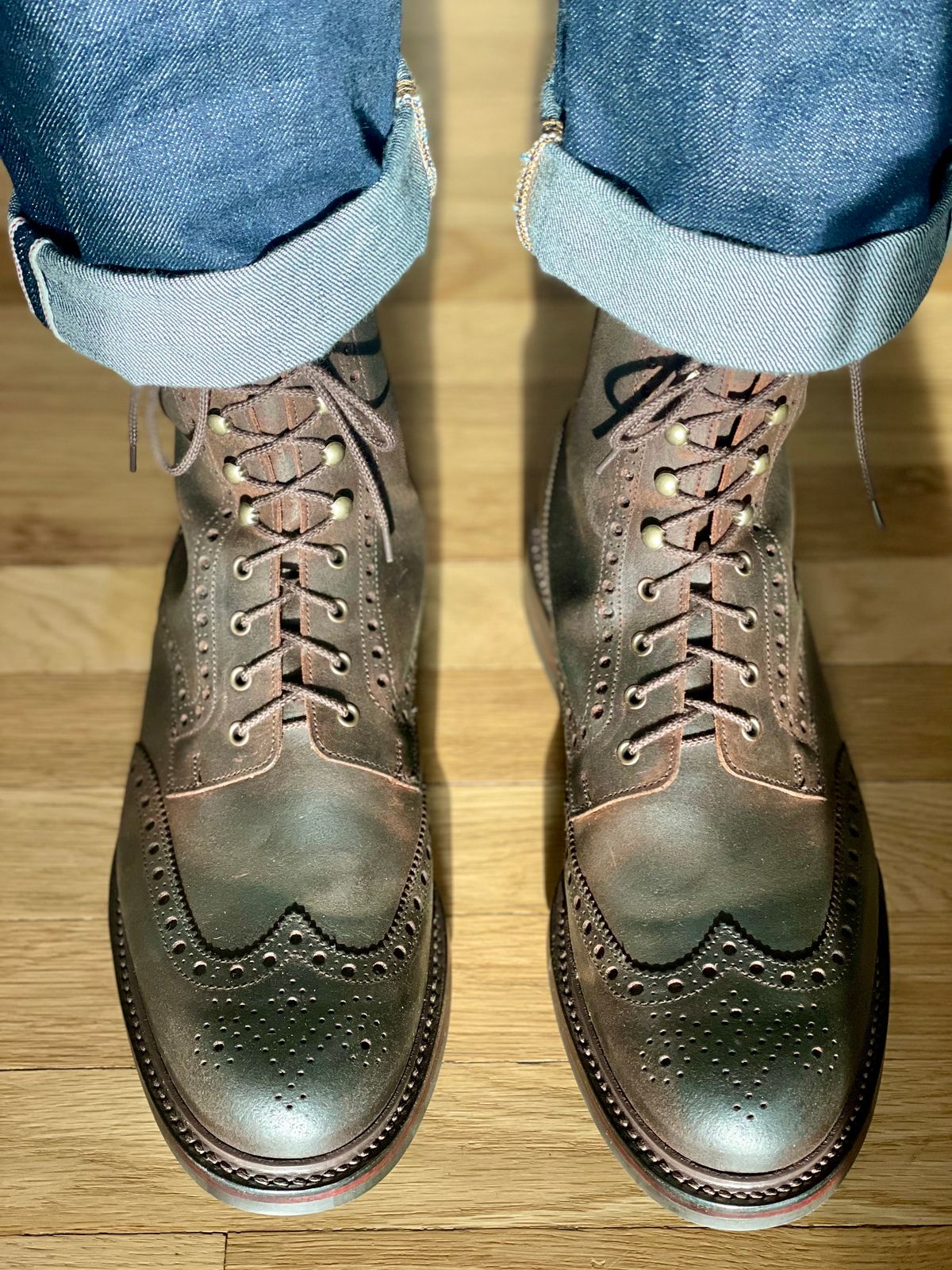 Photo by goodboots_badfeet on December 6, 2023 of the Crockett & Jones Islay in Dark Brown Roughout Suede.