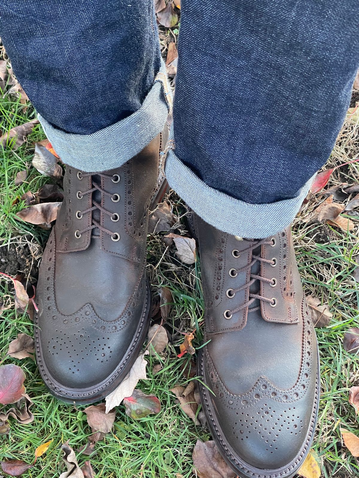Photo by goodboots_badfeet on December 6, 2023 of the Crockett & Jones Islay in Dark Brown Roughout Suede.