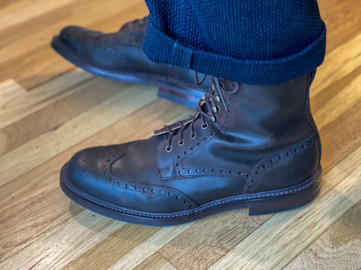 Photo by goodboots_badfeet on December 13, 2023 of the Crockett & Jones Islay in Dark Brown Roughout Suede.