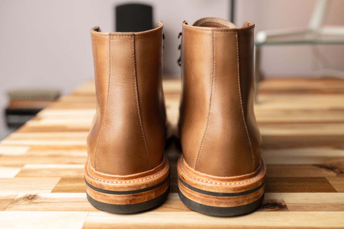 Photo by SparseConsolidation on October 10, 2023 of the Oak Street Bootmakers Lakeshore Boot in Horween Natural Chromexcel.