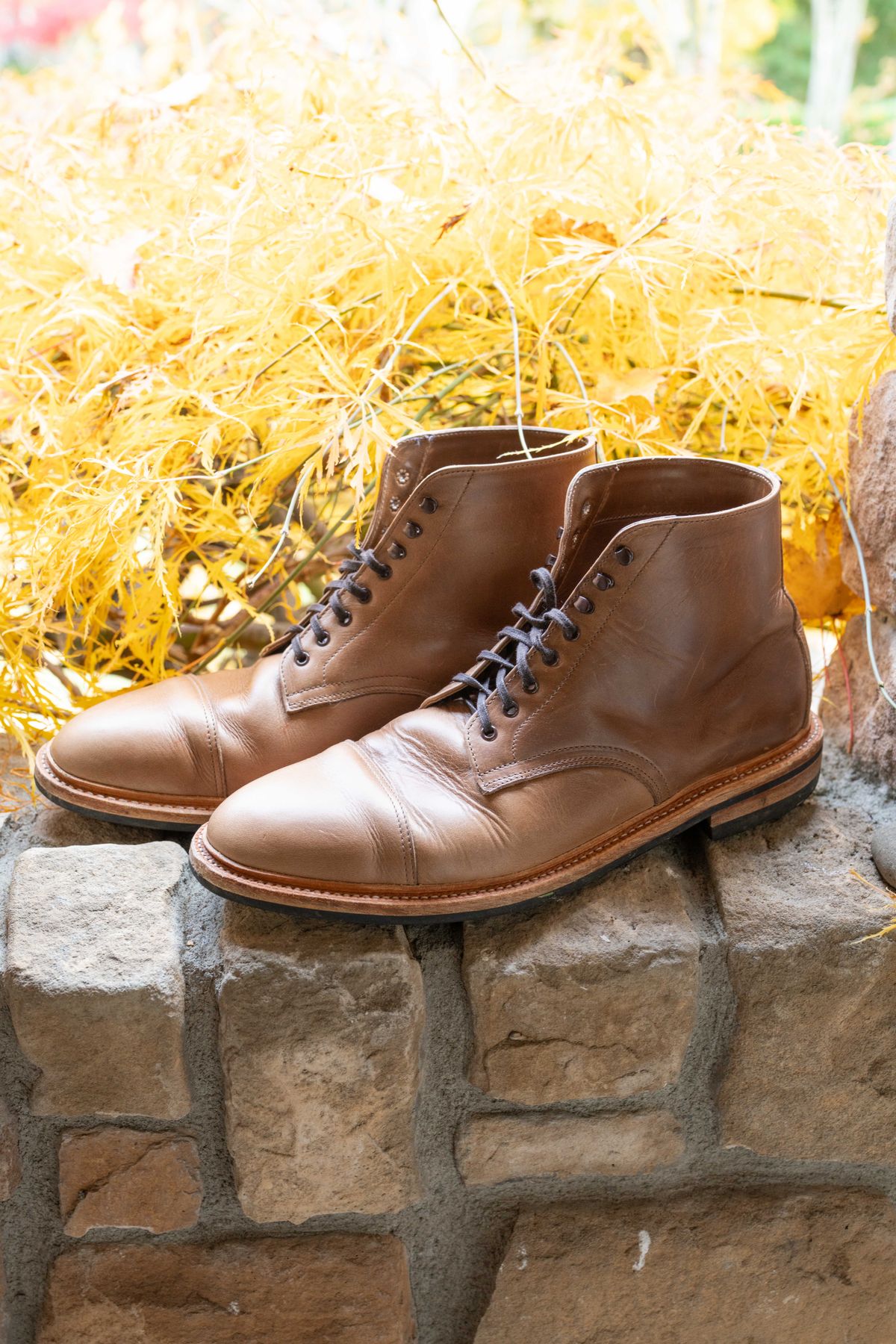 Photo by SparseConsolidation on November 9, 2023 of the Oak Street Bootmakers Lakeshore Boot in Horween Natural Chromexcel.