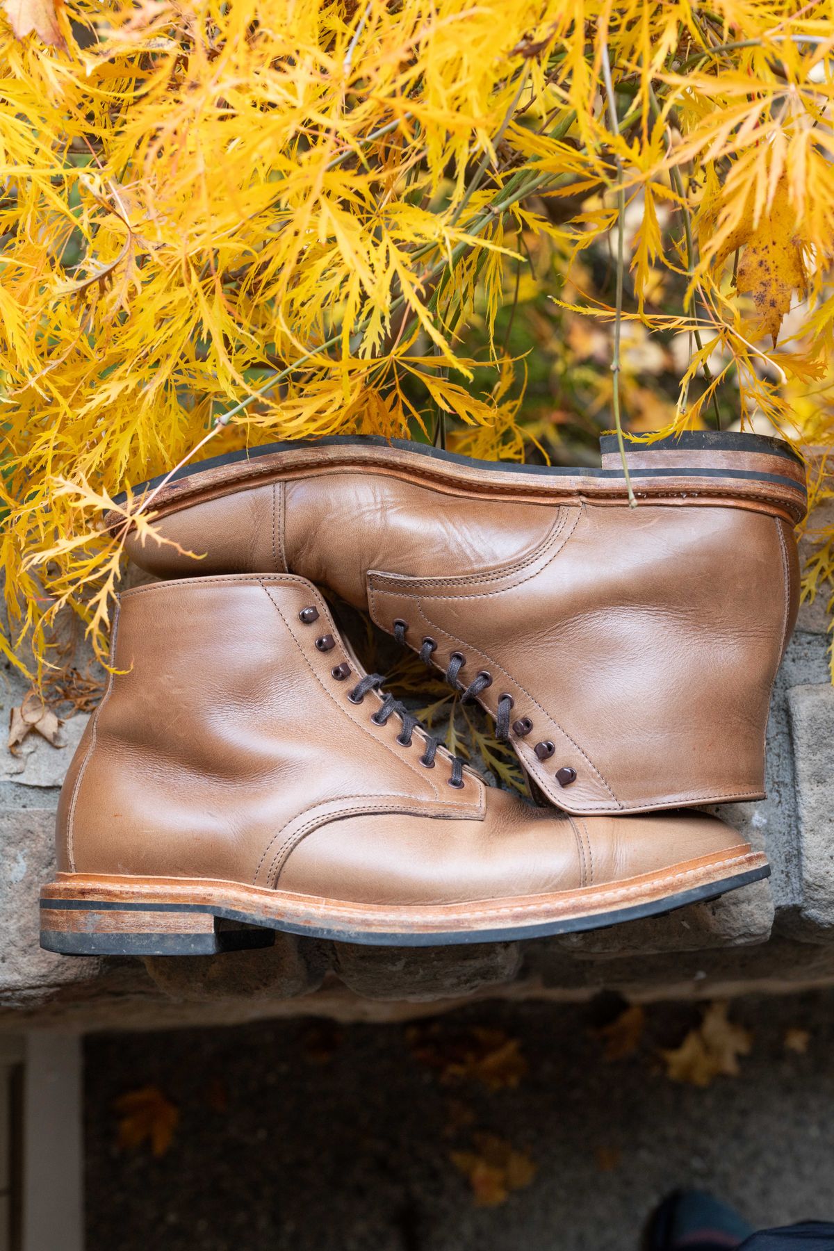 Photo by SparseConsolidation on November 9, 2023 of the Oak Street Bootmakers Lakeshore Boot in Horween Natural Chromexcel.