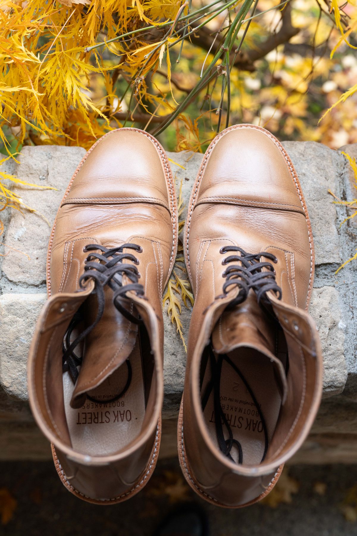 Photo by SparseConsolidation on November 9, 2023 of the Oak Street Bootmakers Lakeshore Boot in Horween Natural Chromexcel.