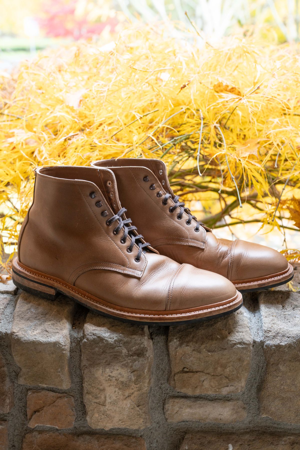 Photo by SparseConsolidation on November 9, 2023 of the Oak Street Bootmakers Lakeshore Boot in Horween Natural Chromexcel.