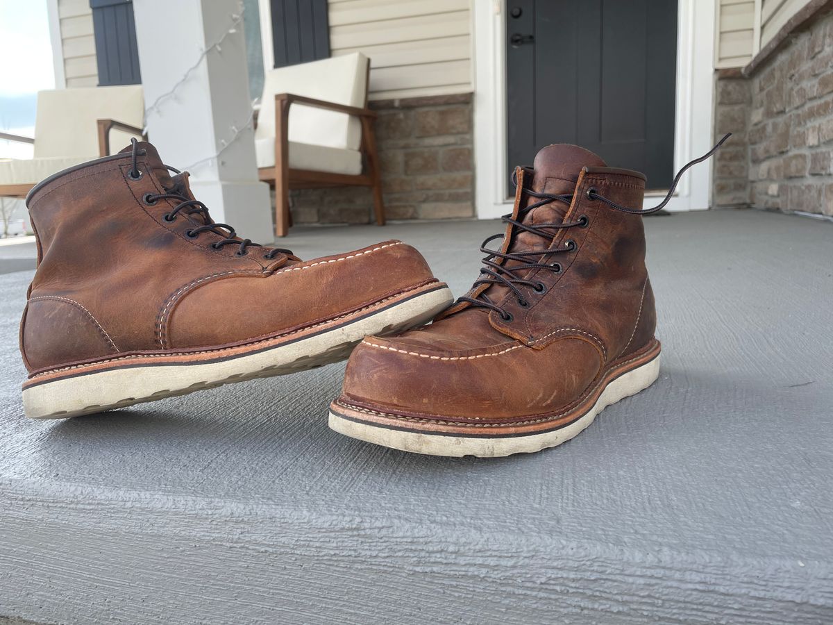 Photo by hconley on December 3, 2022 of the Red Wing 6-Inch Classic Moc in S.B. Foot Copper Rough and Tough.