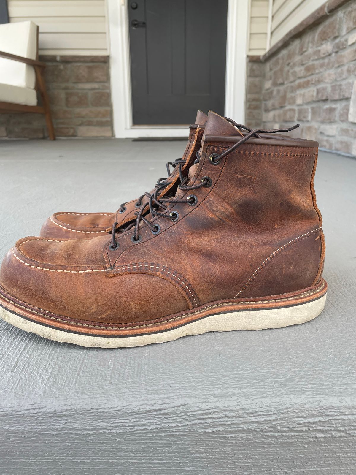 Photo by hconley on December 3, 2022 of the Red Wing 6-Inch Classic Moc in S.B. Foot Copper Rough and Tough.