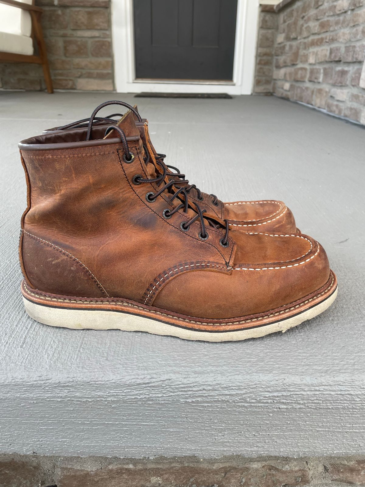 Photo by hconley on December 3, 2022 of the Red Wing 6-Inch Classic Moc in S.B. Foot Copper Rough and Tough.