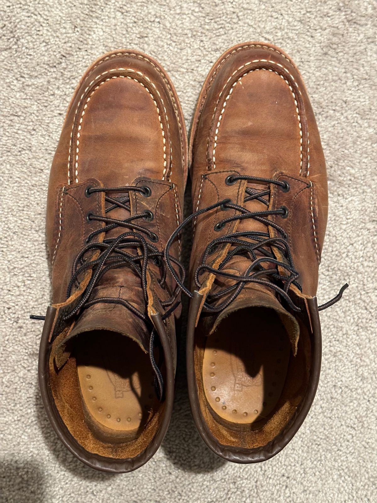 Photo by hconley on January 6, 2023 of the Red Wing 6-Inch Classic Moc in S.B. Foot Copper Rough and Tough.