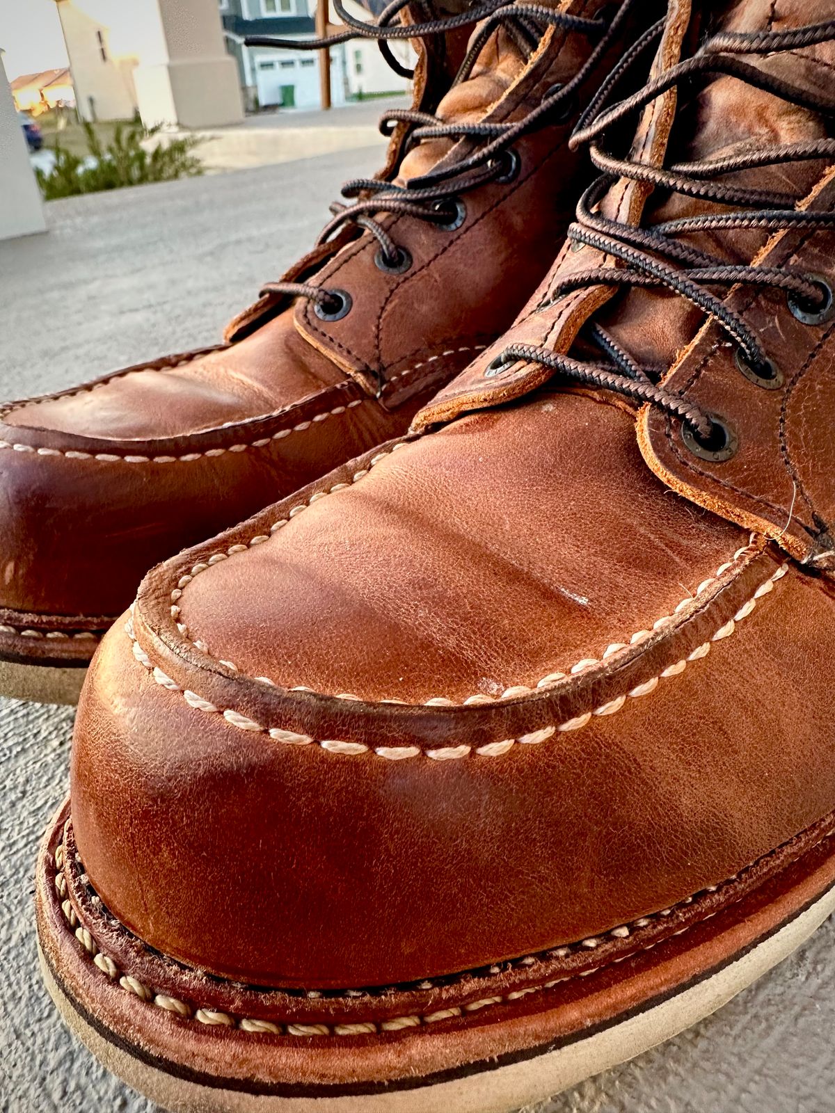 Photo by hconley on April 3, 2023 of the Red Wing 6-Inch Classic Moc in S.B. Foot Copper Rough and Tough.