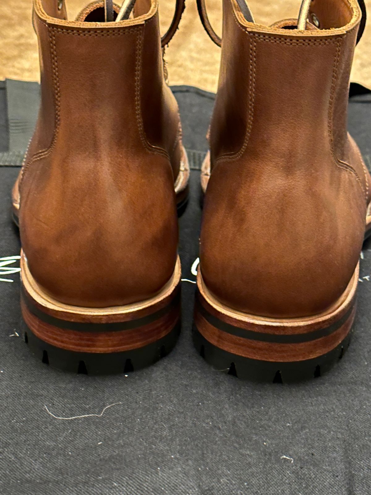 Photo by tailoredgoat on October 5, 2022 of the Viberg Service Boot BCT in C.F. Stead Whisky Regency Calf.