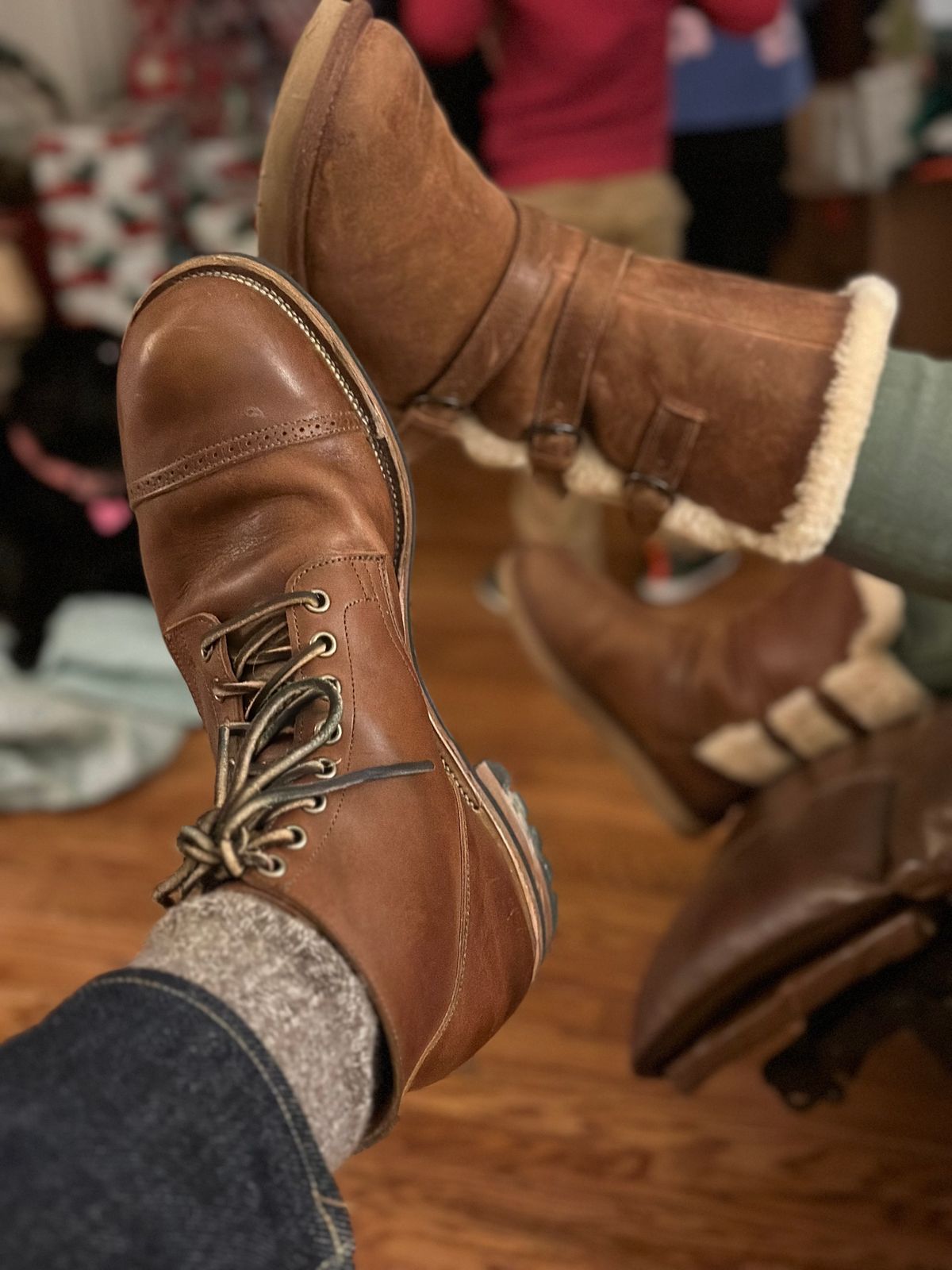 Photo by tailoredgoat on January 5, 2023 of the Viberg Service Boot BCT in C.F. Stead Whisky Regency Calf.