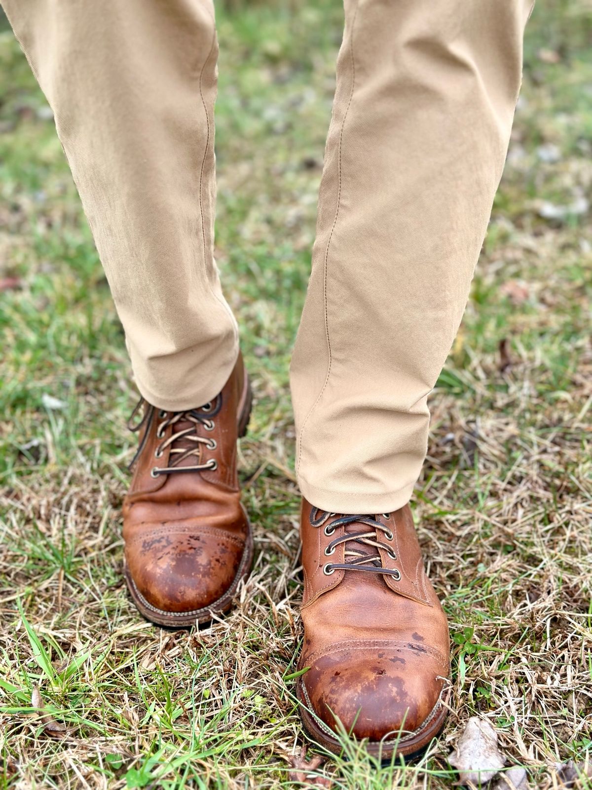 Photo by tailoredgoat on April 2, 2023 of the Viberg Service Boot BCT in C.F. Stead Whisky Regency Calf.