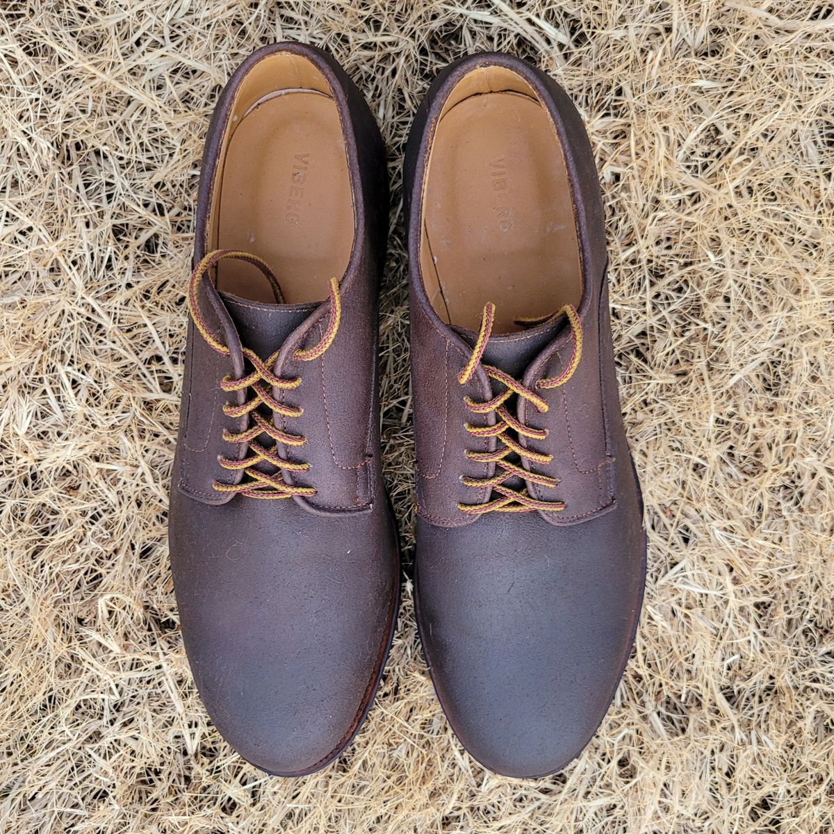 Photo by Das_Bones on July 9, 2024 of the Viberg Derby Shoe in C.F. Stead Angora Kudu Roughout.