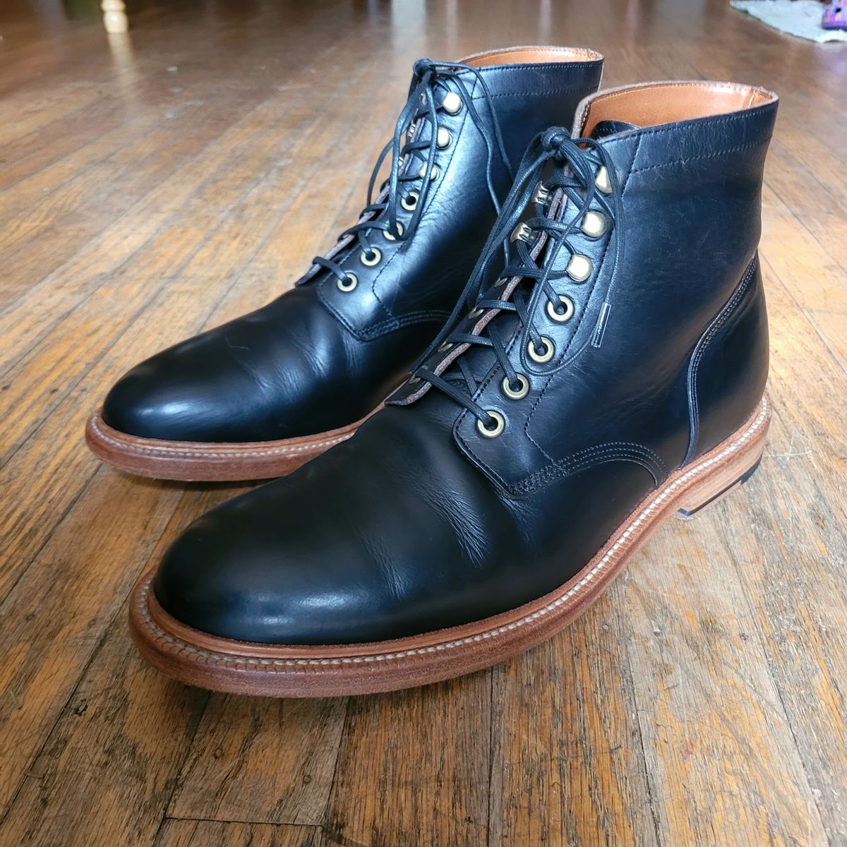 Photo by Das_Bones on June 9, 2023 of the Grant Stone Diesel Boot in Horween Black Chromexcel.