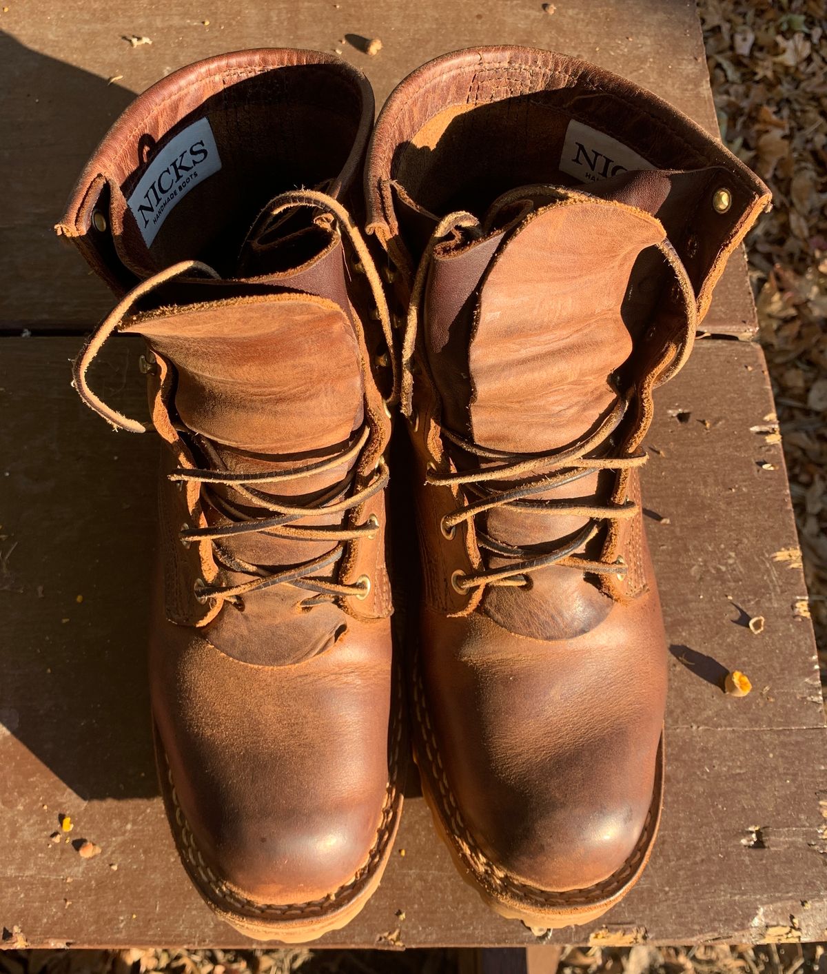 Photo by StumpysBoots on November 5, 2023 of the Nicks MTO in Horween Whiskey Predator.