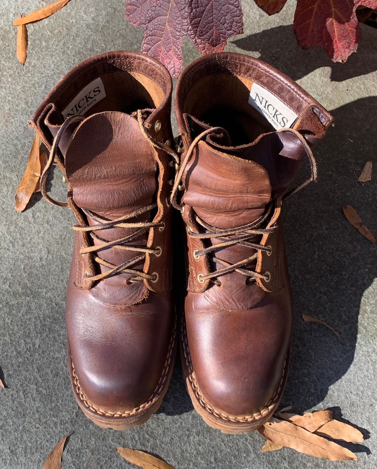 Photo by StumpysBoots on December 5, 2023 of the Nicks MTO in Horween Whiskey Predator.