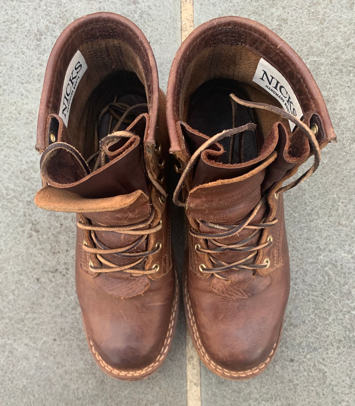 Photo by StumpysBoots on January 6, 2024 of the Nicks MTO in Horween Whiskey Predator.