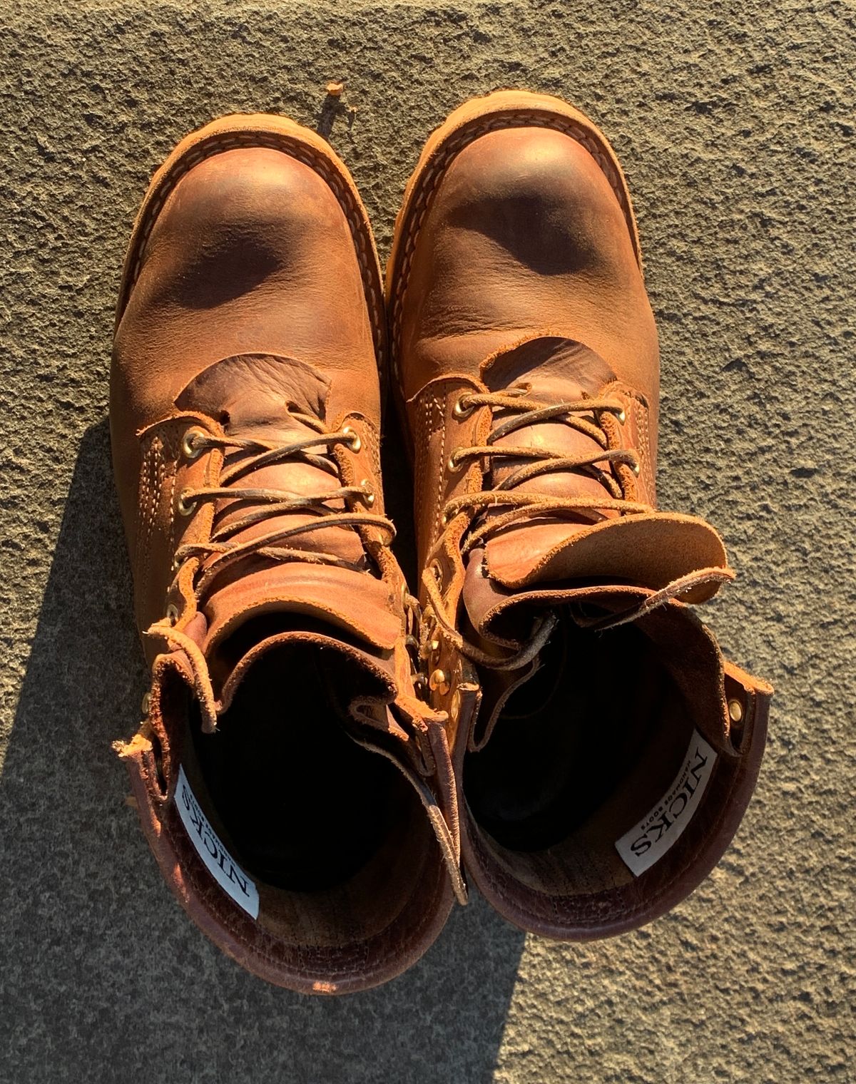 Photo by StumpysBoots on February 6, 2024 of the Nicks MTO in Horween Whiskey Predator.