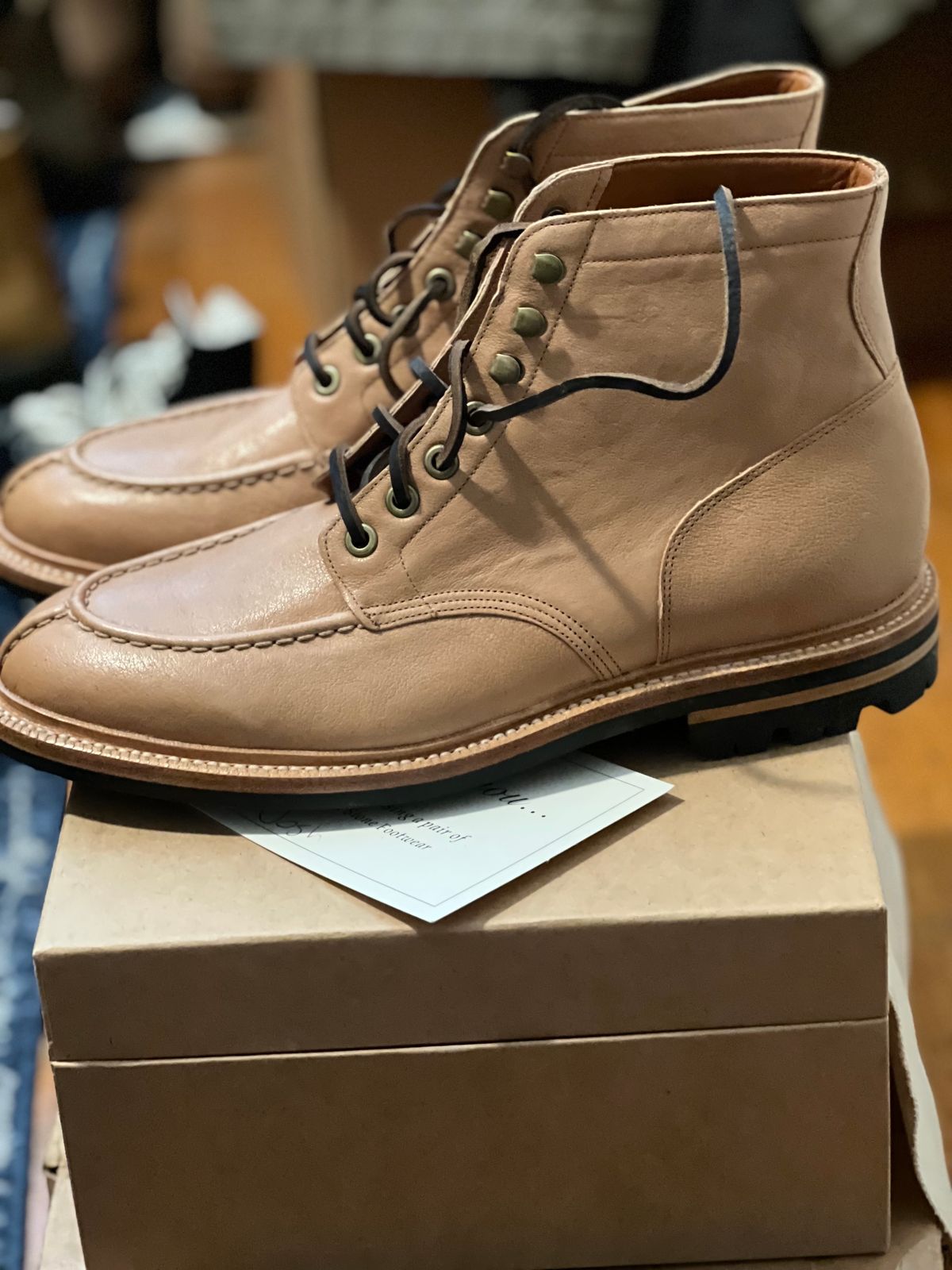 Photo by steelcitydomin on October 4, 2023 of the Grant Stone Ottawa Boot in Incas Natural Kangaroo.