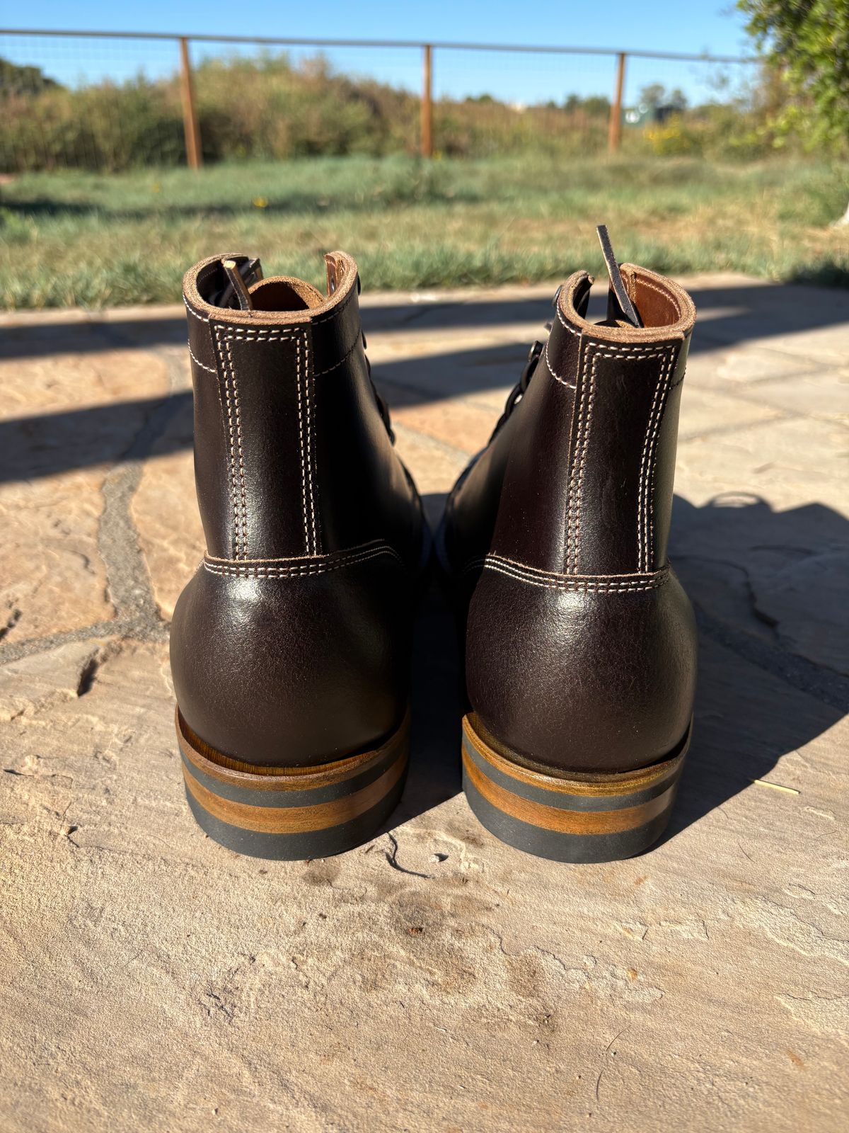 Photo by chosenone23 on October 1, 2025 of the Truman Cap Toe Boot in Horween Java Waxed Flesh.