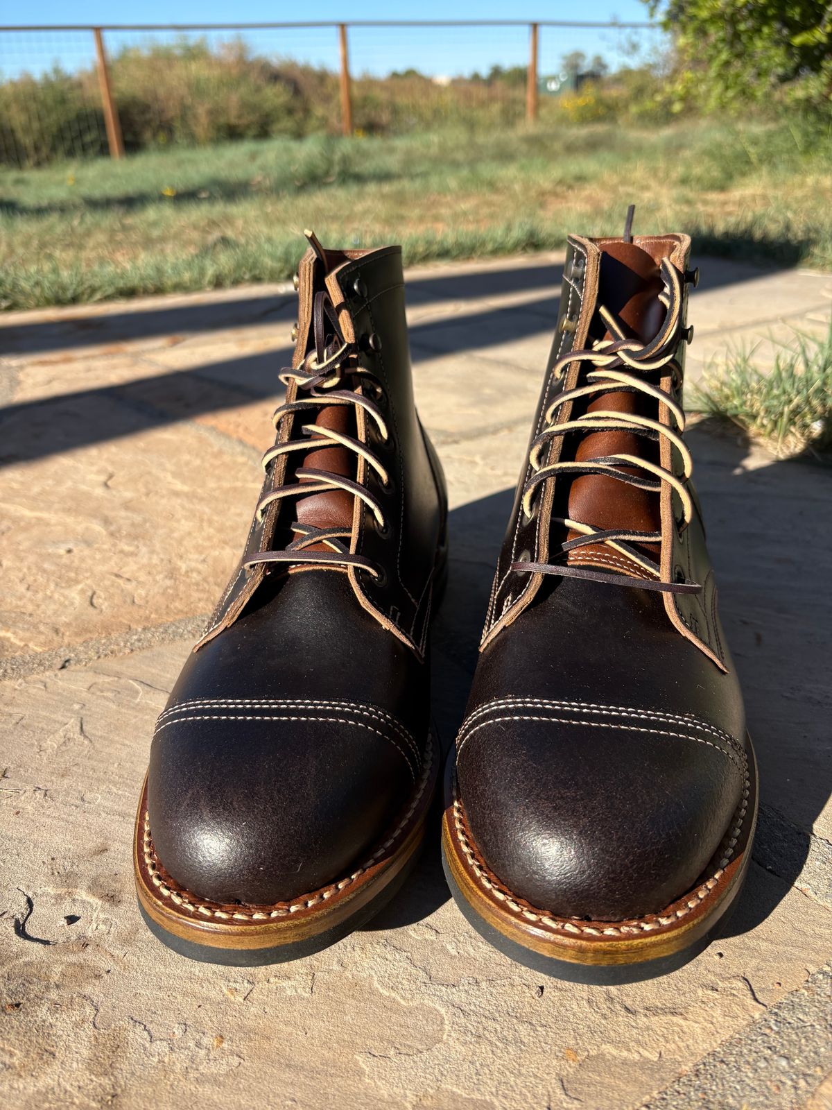 Photo by chosenone23 on October 1, 2025 of the Truman Cap Toe Boot in Horween Java Waxed Flesh.