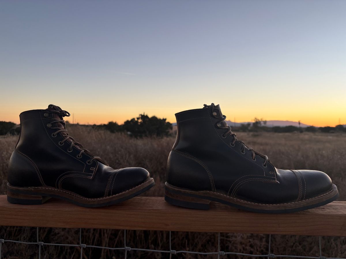 Photo by chosenone23 on November 3, 2025 of the Truman Cap Toe Boot in Horween Java Waxed Flesh.