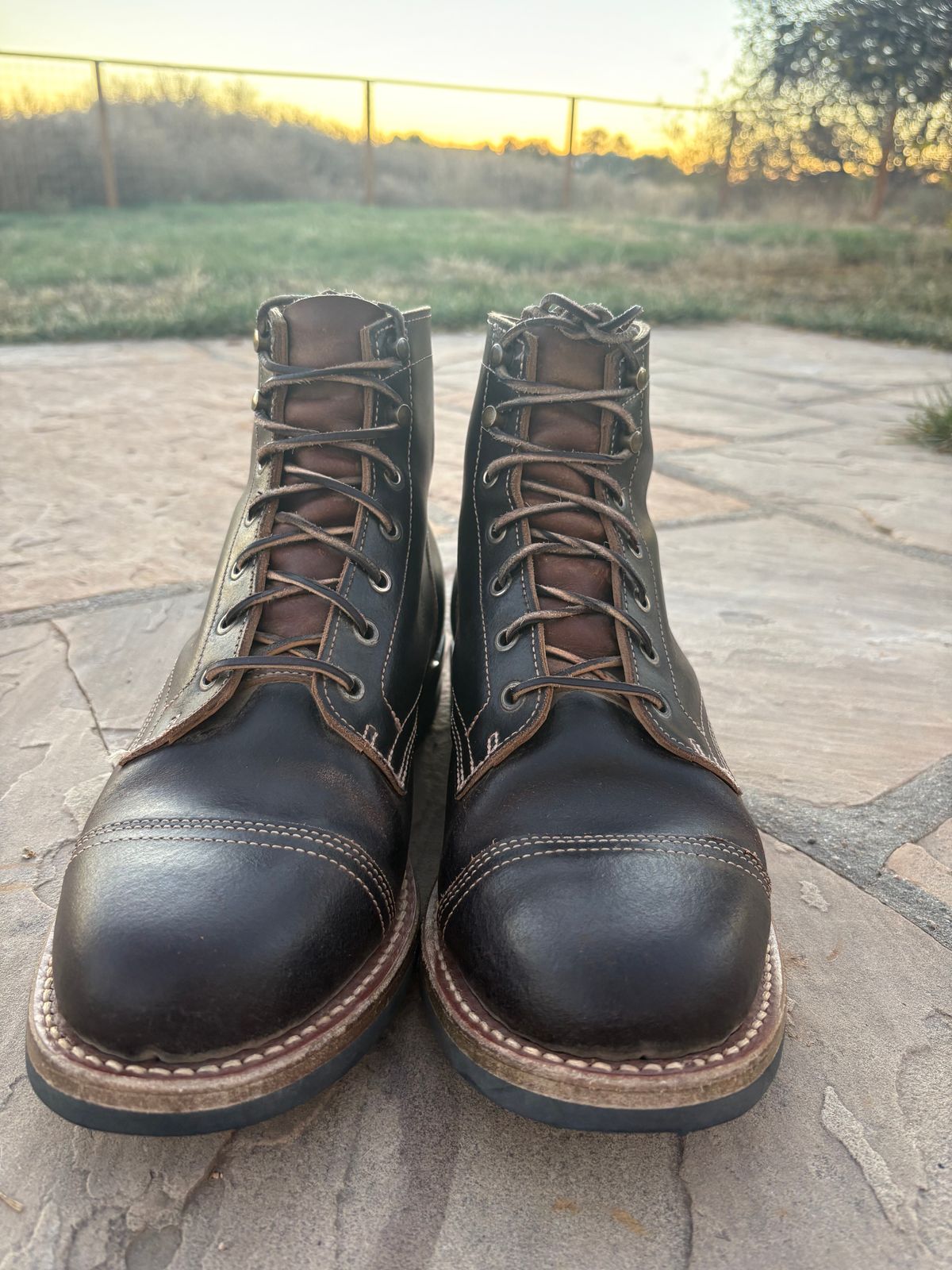 Photo by chosenone23 on November 3, 2025 of the Truman Cap Toe Boot in Horween Java Waxed Flesh.