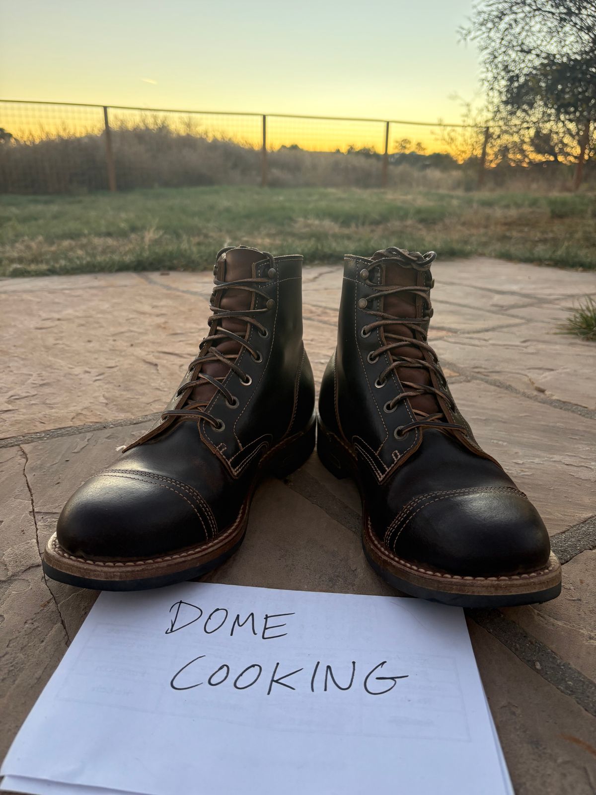Photo by chosenone23 on November 3, 2025 of the Truman Cap Toe Boot in Horween Java Waxed Flesh.