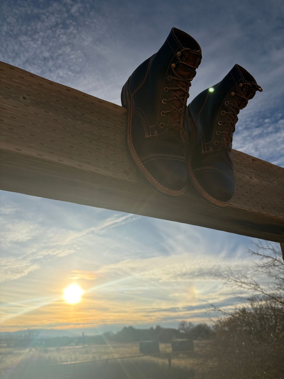 Photo by chosenone23 on January 3, 2026 of the Truman Cap Toe Boot in Horween Java Waxed Flesh.