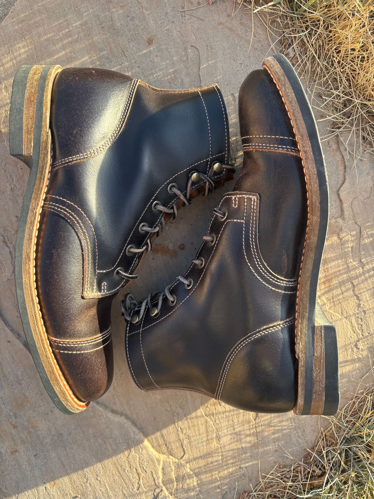 Photo by chosenone23 on January 3, 2026 of the Truman Cap Toe Boot in Horween Java Waxed Flesh.