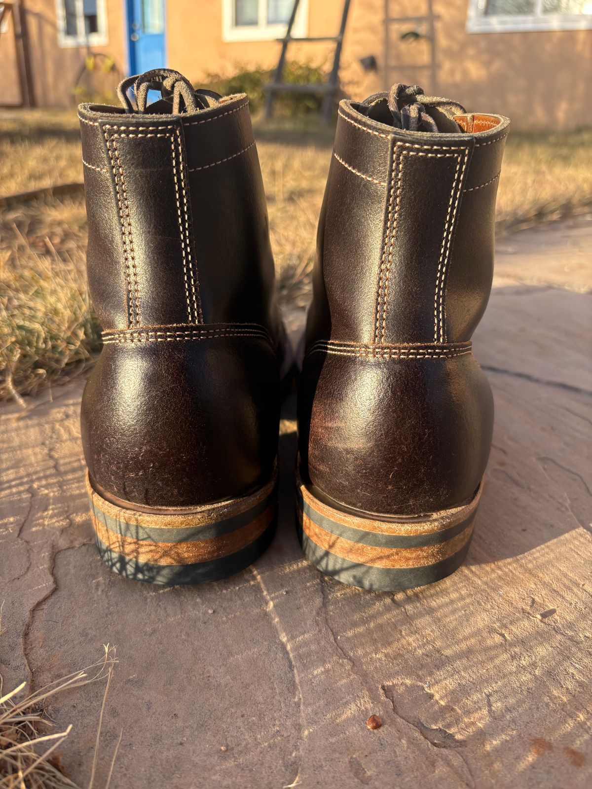 Photo by chosenone23 on January 3, 2026 of the Truman Cap Toe Boot in Horween Java Waxed Flesh.