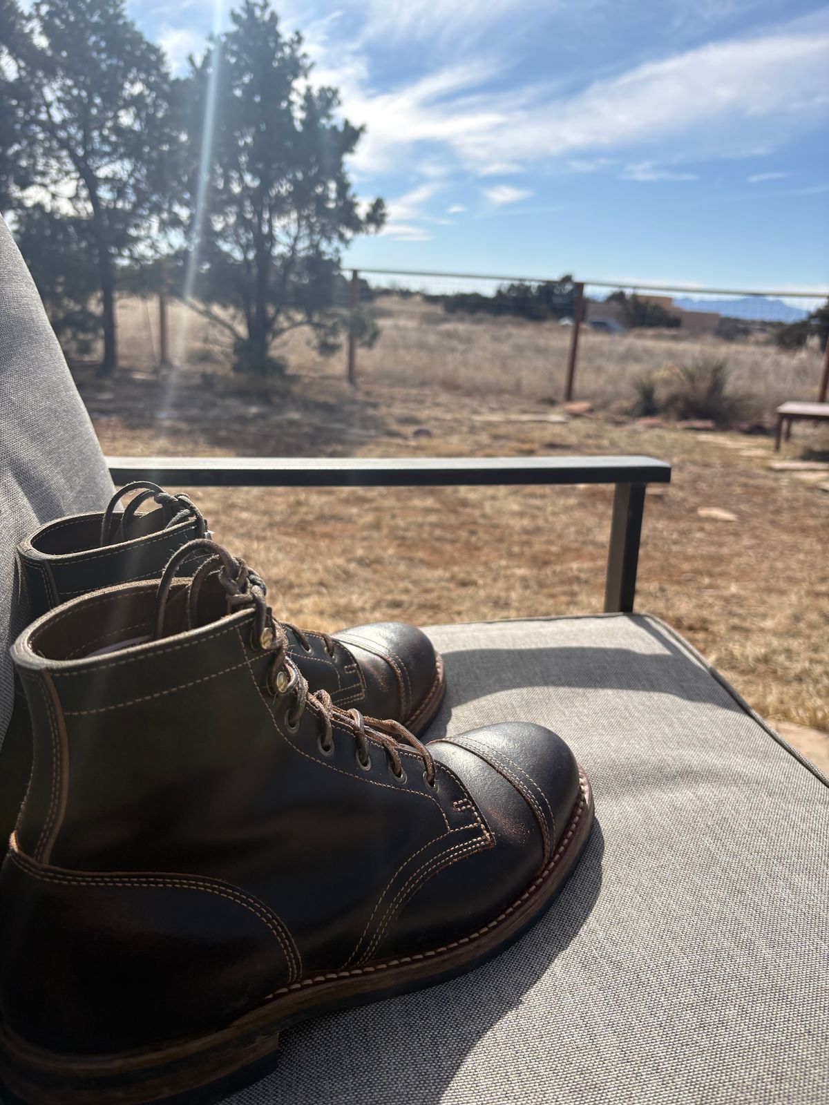 Photo by chosenone23 on February 2, 2026 of the Truman Cap Toe Boot in Horween Java Waxed Flesh.