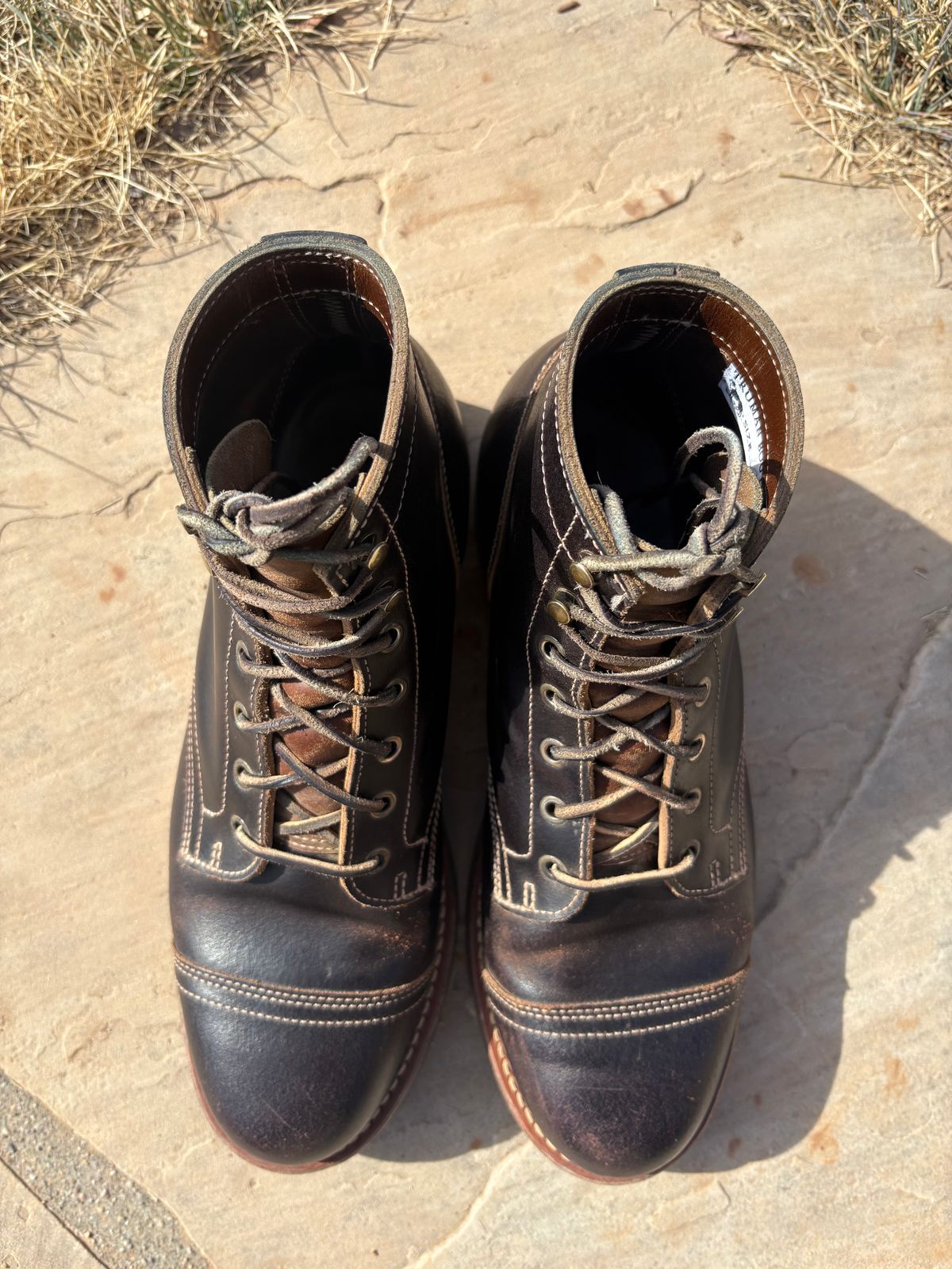 Photo by chosenone23 on February 2, 2026 of the Truman Cap Toe Boot in Horween Java Waxed Flesh.