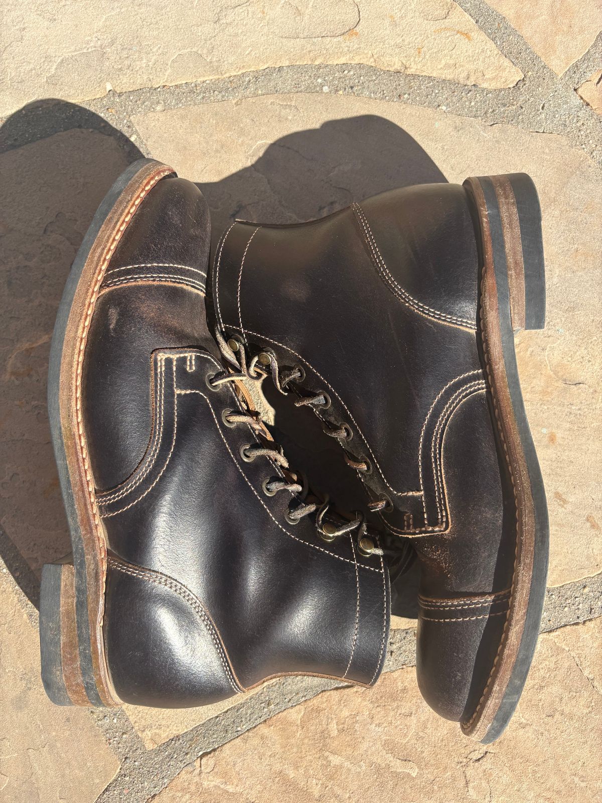 Photo by chosenone23 on March 1, 2026 of the Truman Cap Toe Boot in Horween Java Waxed Flesh.