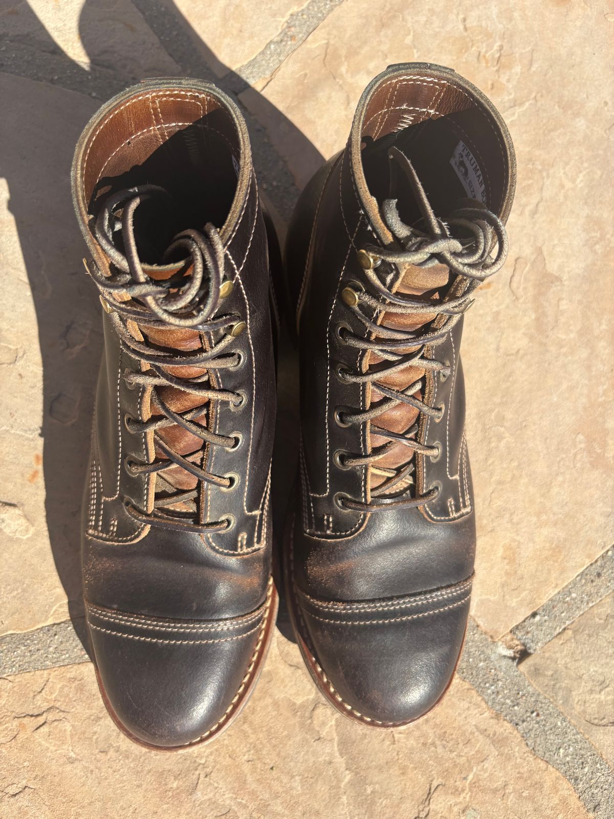 Photo by chosenone23 on March 1, 2026 of the Truman Cap Toe Boot in Horween Java Waxed Flesh.