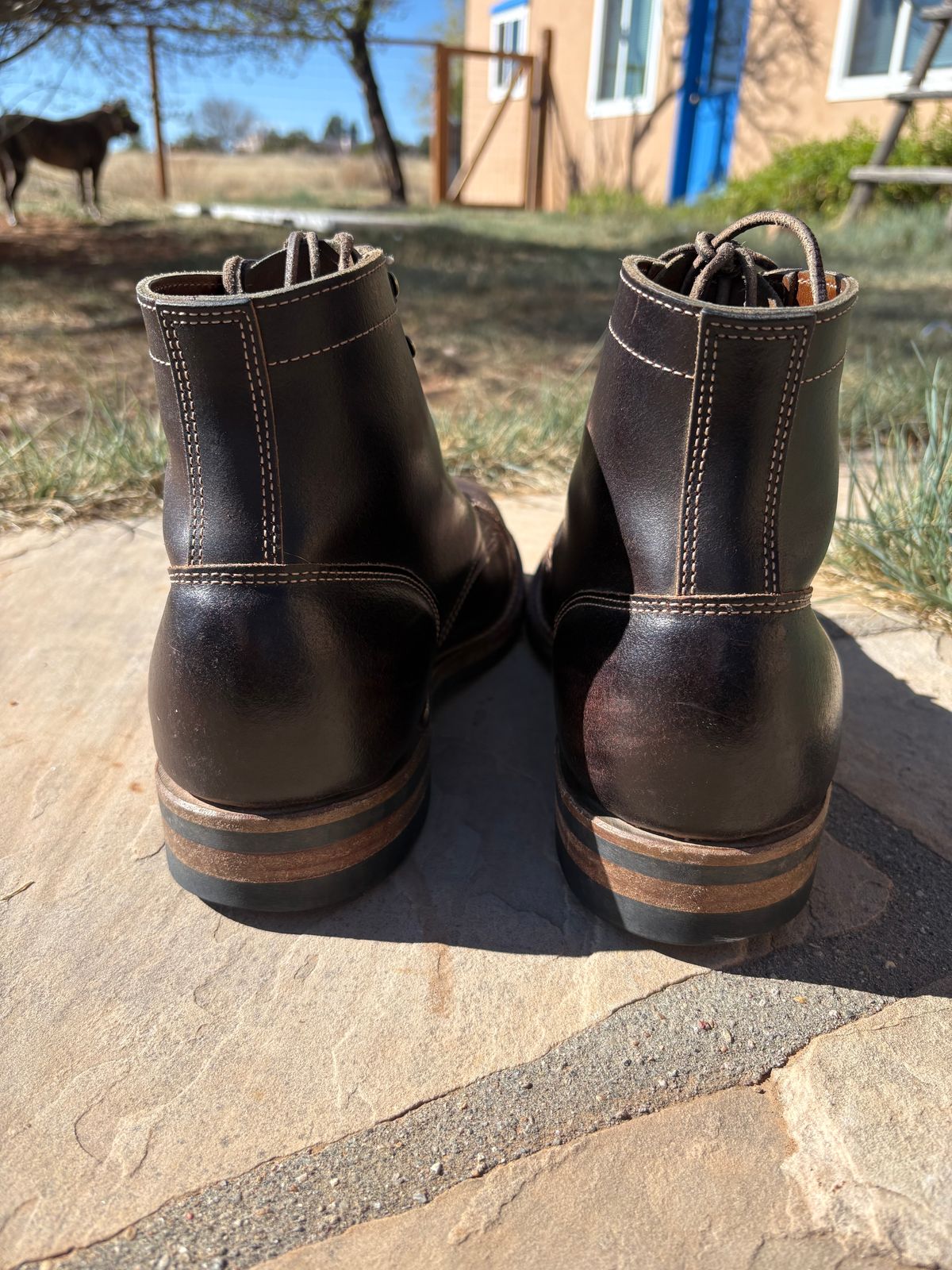 Photo by chosenone23 on April 4, 2026 of the Truman Cap Toe Boot in Horween Java Waxed Flesh.