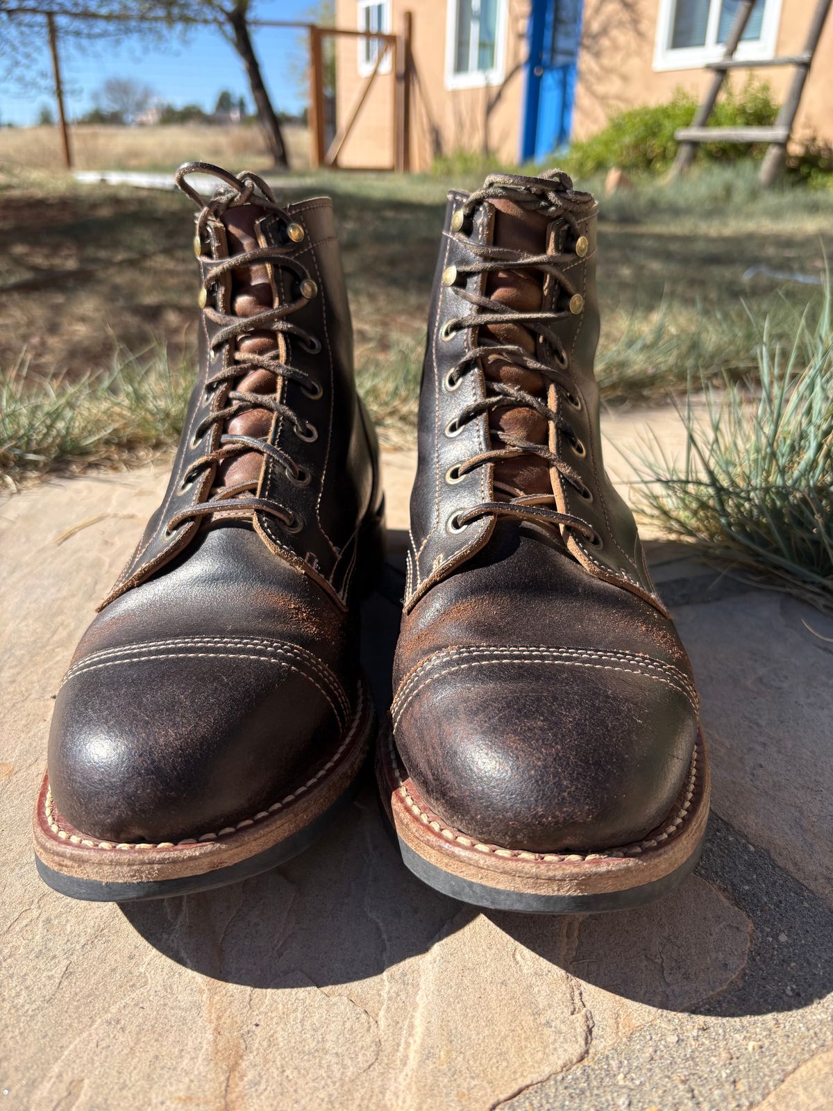 Photo by chosenone23 on April 4, 2026 of the Truman Cap Toe Boot in Horween Java Waxed Flesh.