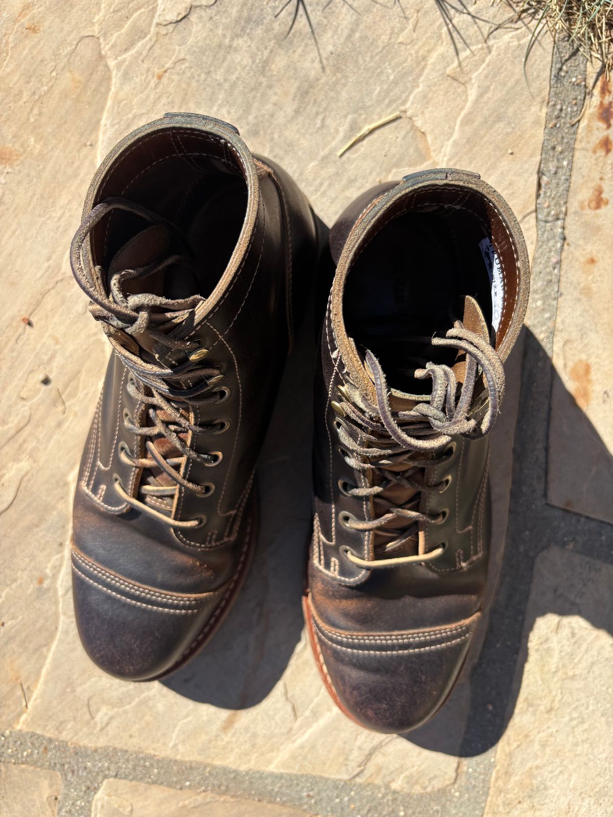 Photo by chosenone23 on April 4, 2026 of the Truman Cap Toe Boot in Horween Java Waxed Flesh.