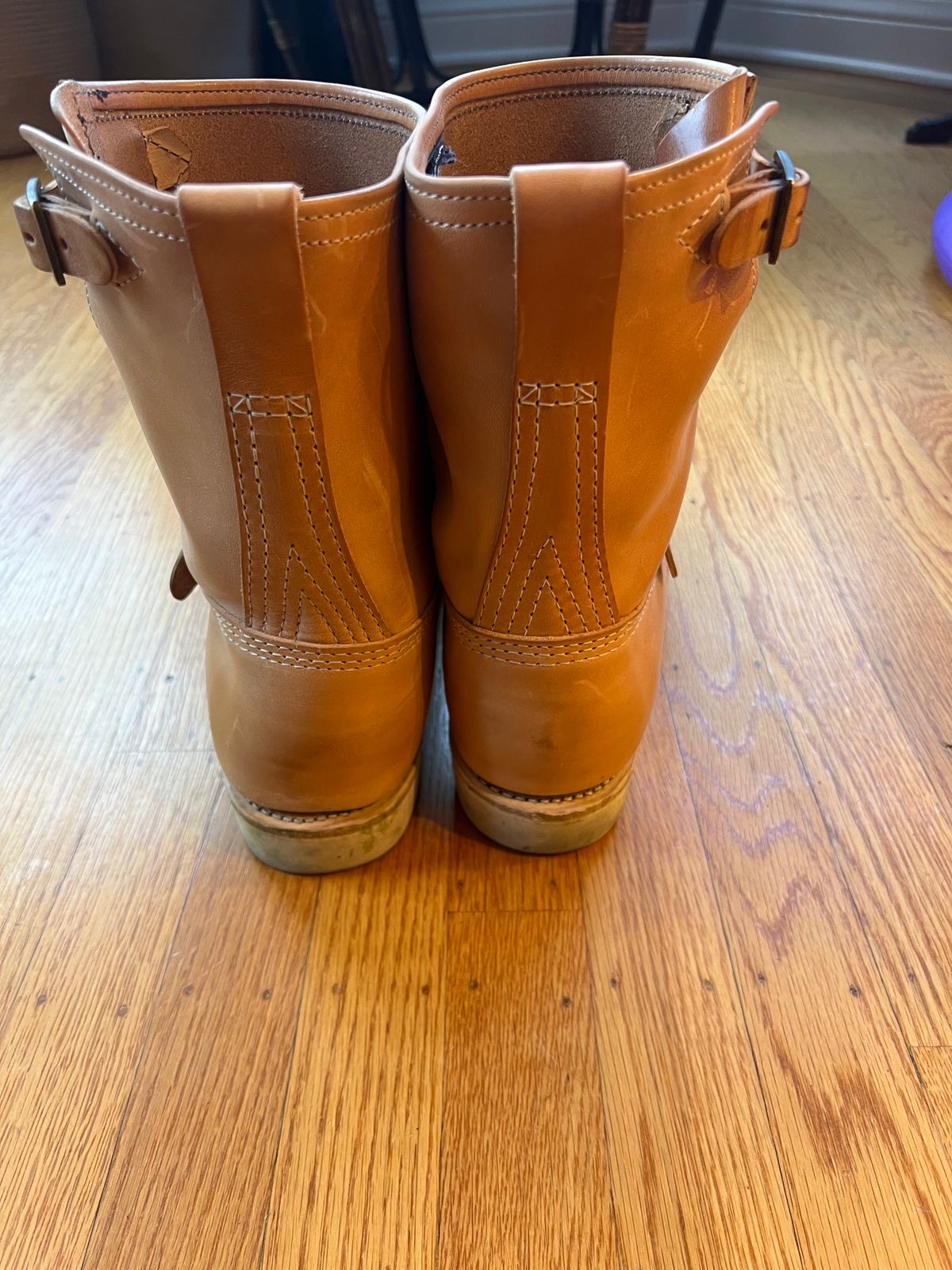 Photo by RyanCard87 on November 1, 2023 of the Wesco Boss Engineer Boot in Unknown Natural Veg Tan.