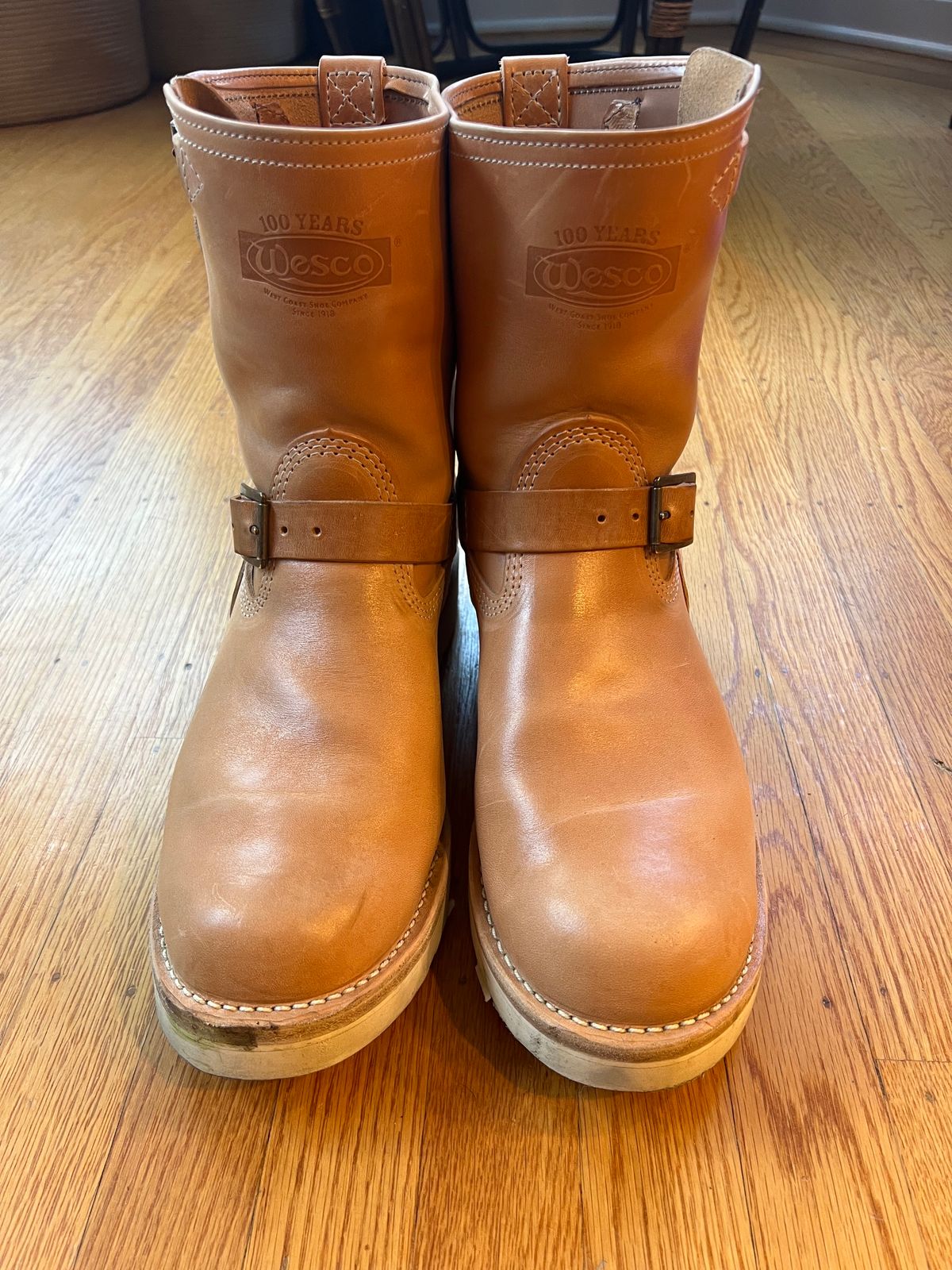 Photo by RyanCard87 on November 1, 2023 of the Wesco Boss Engineer Boot in Unknown Natural Veg Tan.