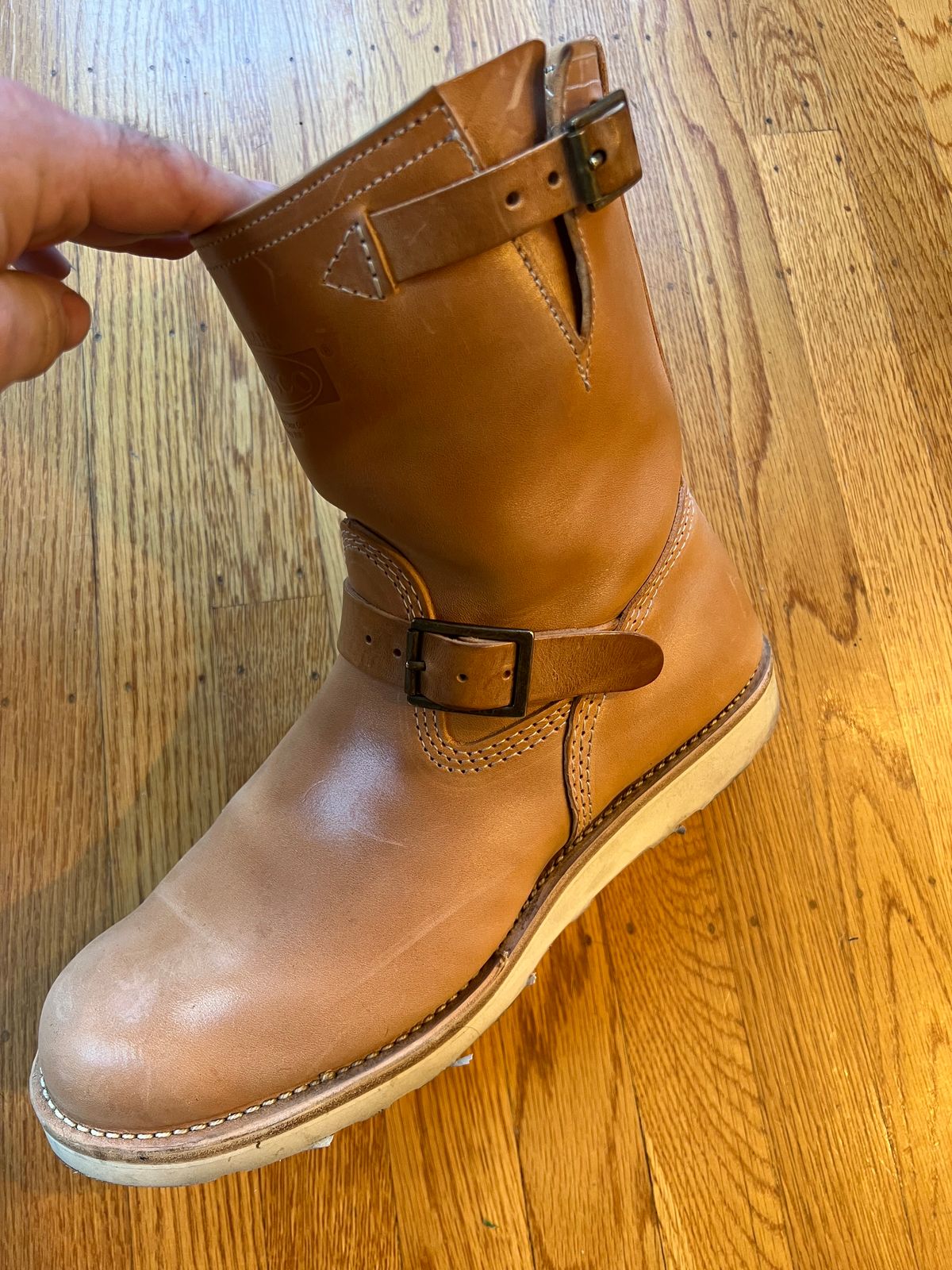 Photo by RyanCard87 on November 1, 2023 of the Wesco Boss Engineer Boot in Unknown Natural Veg Tan.