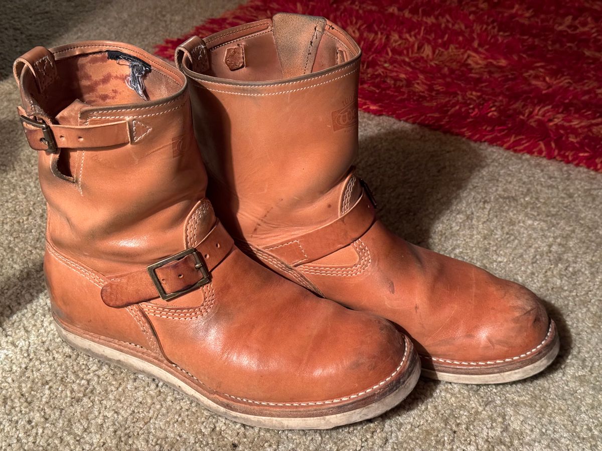 Photo by RyanCard87 on January 23, 2024 of the Wesco Boss Engineer Boot in Unknown Natural Veg Tan.
