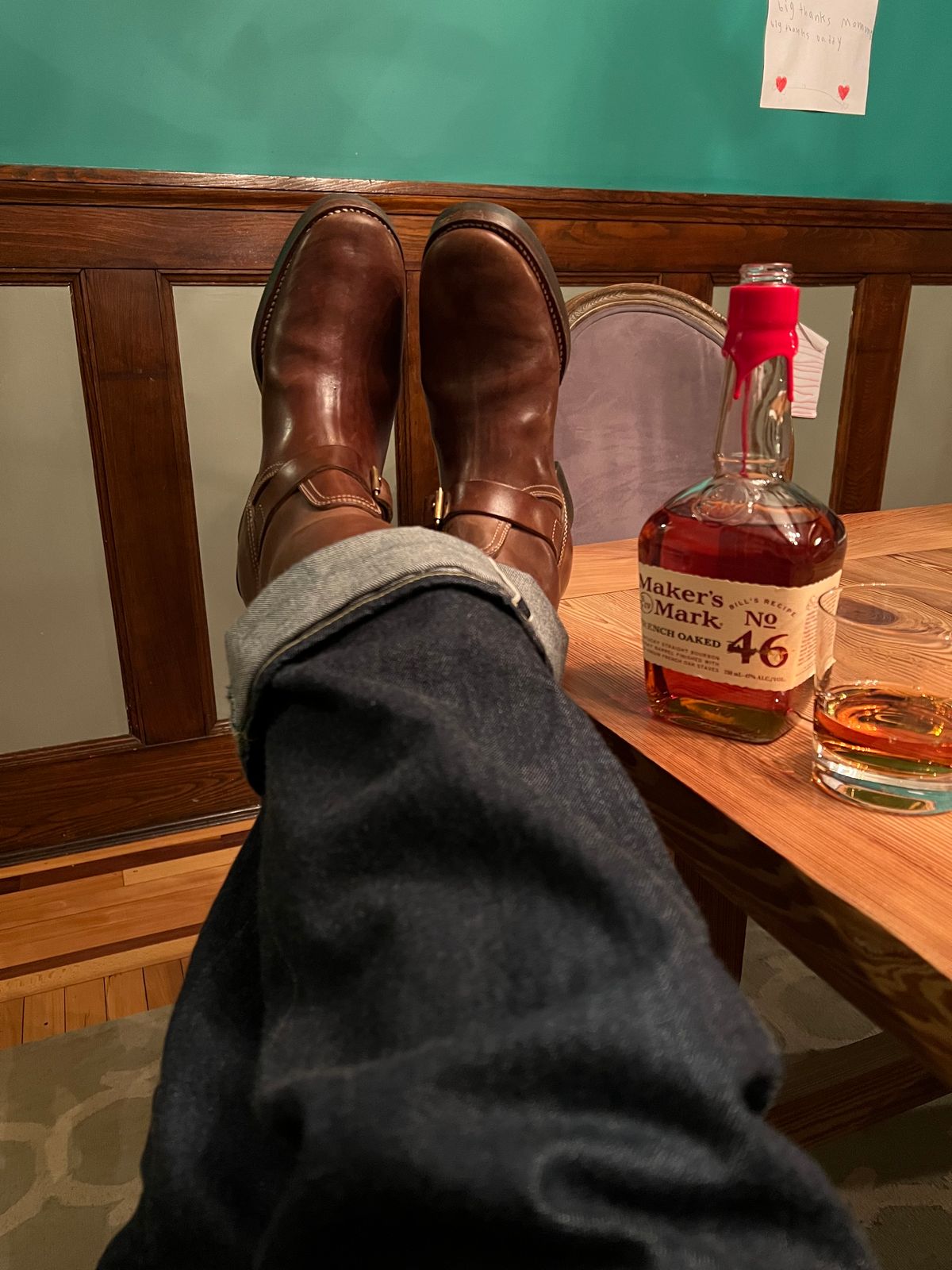 Photo by sfemet on December 6, 2022 of the Clinch Engineer Boots 11-Inch Height in Natural Horsebutt.
