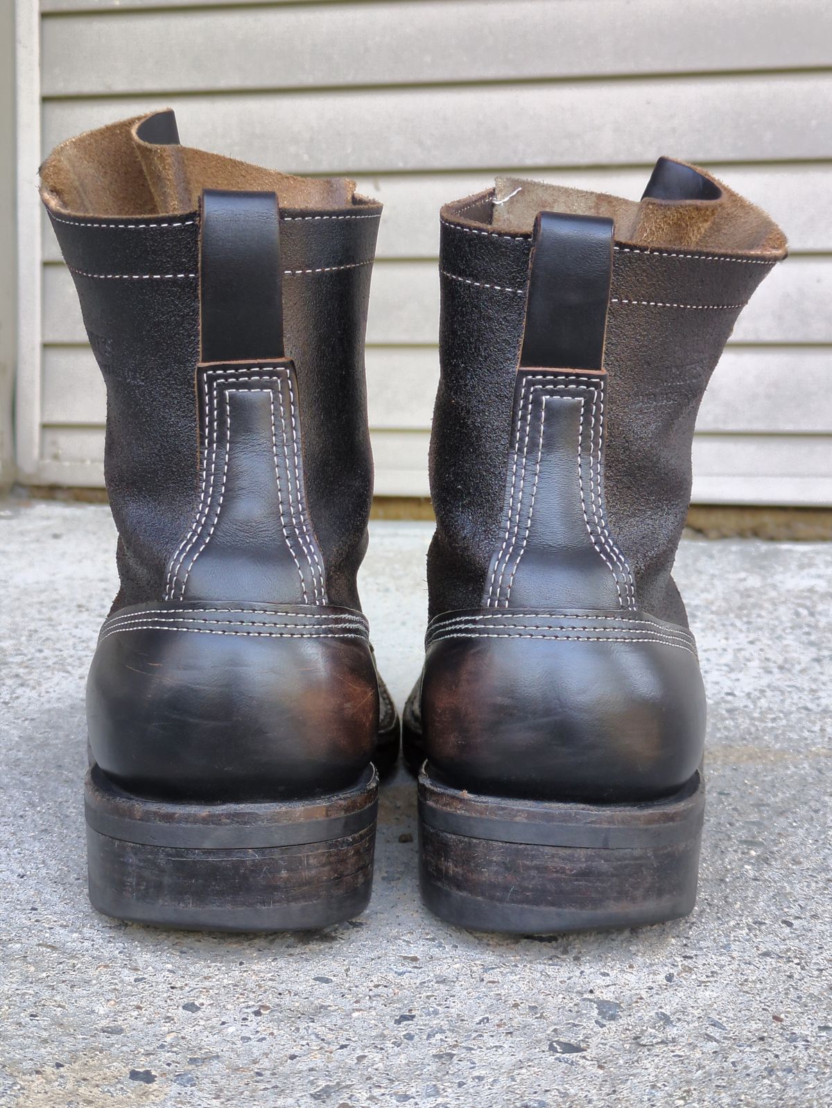 Photo by Monkley on October 4, 2025 of the White's Farmer/Rancher in Horween Black Chromexcel & Horween Black Waxed Flesh.