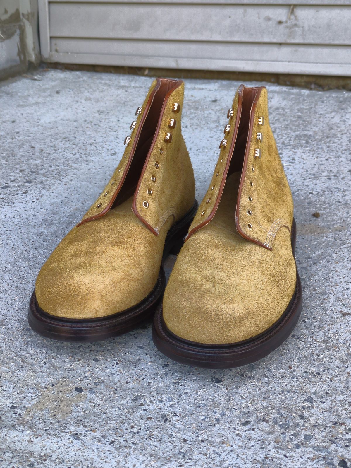 Photo by Monkley on October 3, 2025 of the Grant Stone Baroda Boot in C.F. Stead Snuff Desert Oasis Suede.