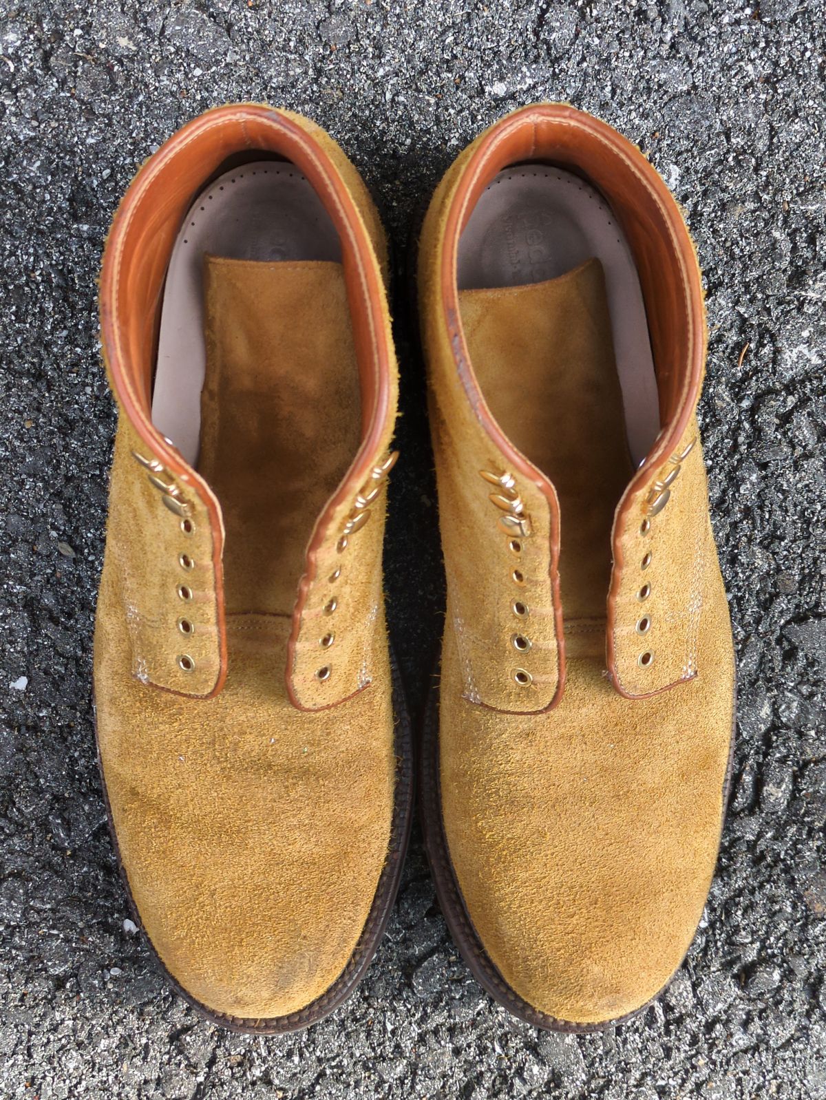 Photo by Monkley on November 5, 2025 of the Grant Stone Baroda Boot in C.F. Stead Snuff Desert Oasis Suede.