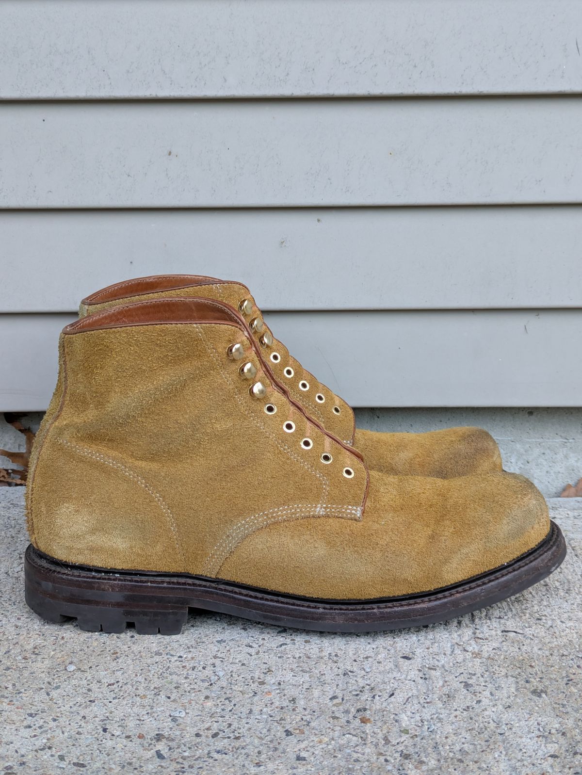 Photo by Monkley on December 5, 2025 of the Grant Stone Baroda Boot in C.F. Stead Snuff Desert Oasis Suede.